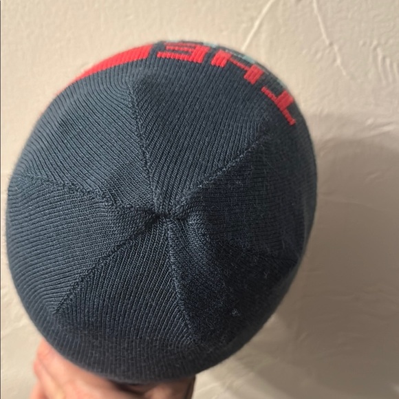 The North Face Navy Blue Knit Beanie with Bold Logo Design - Picture 5 of 7